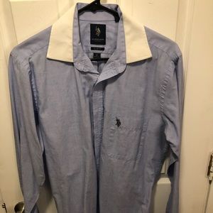 US PoloAssn. Light Blue White Collared Dress Shirt